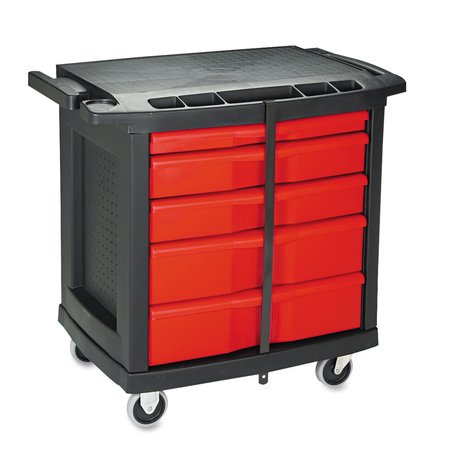 Rubbermaid Commercial Mobile Workcenter, 5 Drawer, Black, 32-1/2 in W x 20 in D x 33-1/2 in H FG773488BLA